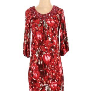 BCBGMAXAZRIA Dress Scoop Neckline Glitter Accents Embellished  Sz S #212